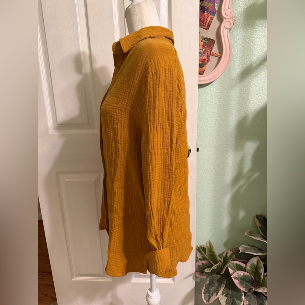 Women’s Mustard Button-Up 100% Cotton Shirt - Picture 2 of 8